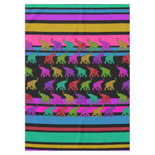 Elephant Walk & Stripes Pattern + your ideas Tablecloth