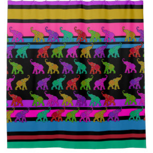 Elephant Walk & stripes + your ideas Shower Curtain