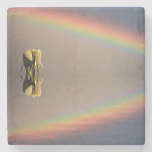 Elephant, Water & Rainbow, Kenya Stone Coaster