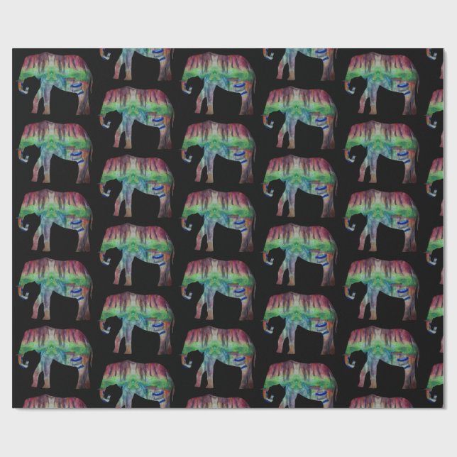 Elephant Watercolor Art Wrapping Paper (Flat)