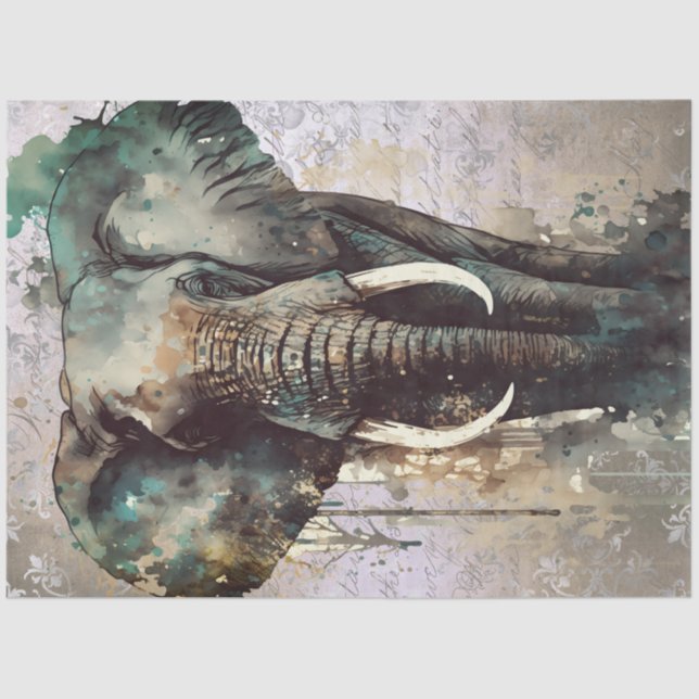 Elephant Watercolor Tissue Paper (Front)