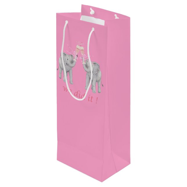 Elephant We Got Married funny cute Wine Gift Bag (Back Angled)