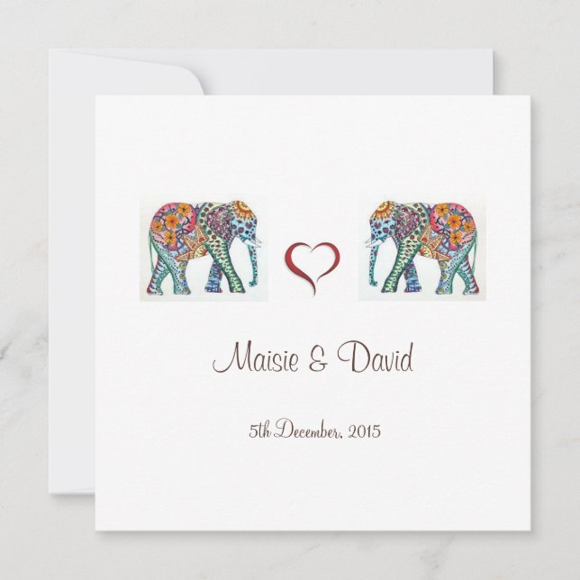 Elephant Wedding Invitation (Front)