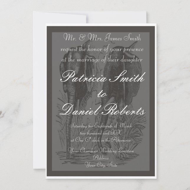 Elephant Wedding Invitation (Front)