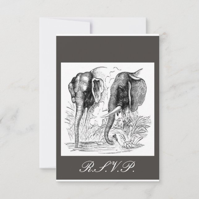 Elephant Wedding RSVP Card (Front)