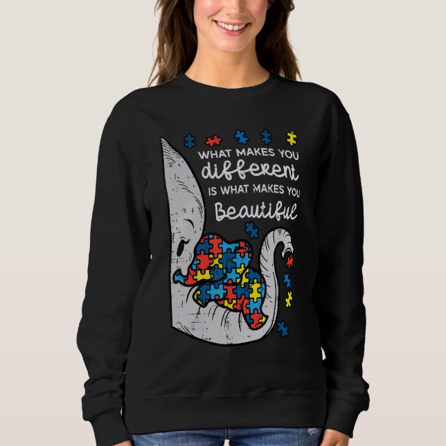 Elephant What Makes You Different Autism Awareness Sweatshirt (Front)