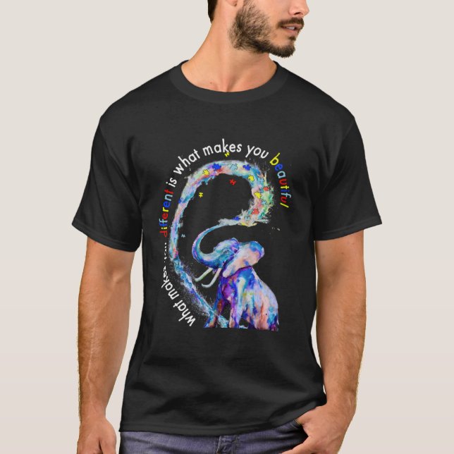 Elephant What Makes You Different Autism Awareness T-Shirt (Front)