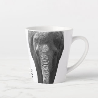 Elephant Wildlife Art Personalised Name Animal  Latte Mug