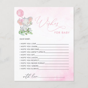 Elephant Wishes for Baby Shower Game Card