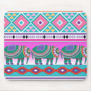 Elephant with Aztec Pattern Mouse Pad