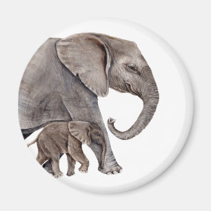 Elephant with Baby Elephant Magnet