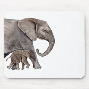 Elephant with Baby Elephant Mouse Pad