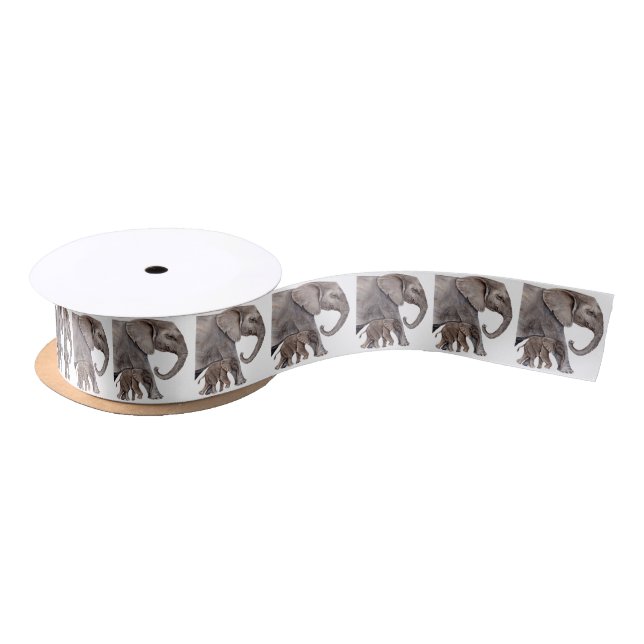Elephant with Baby Elephant Satin Ribbon (Spool)
