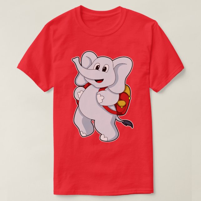 Elephant with Backpack T-Shirt (Design Front)