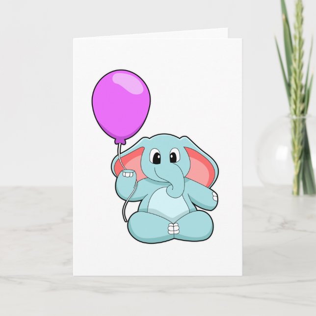 Elephant with Balloon Card (Front)