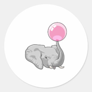 Elephant with Balloon Classic Round Sticker