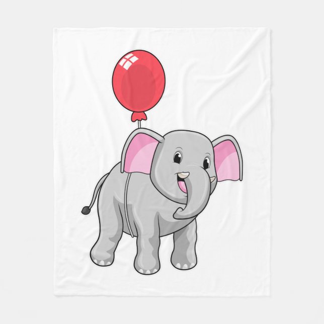 Elephant with Balloon Fleece Blanket (Front)