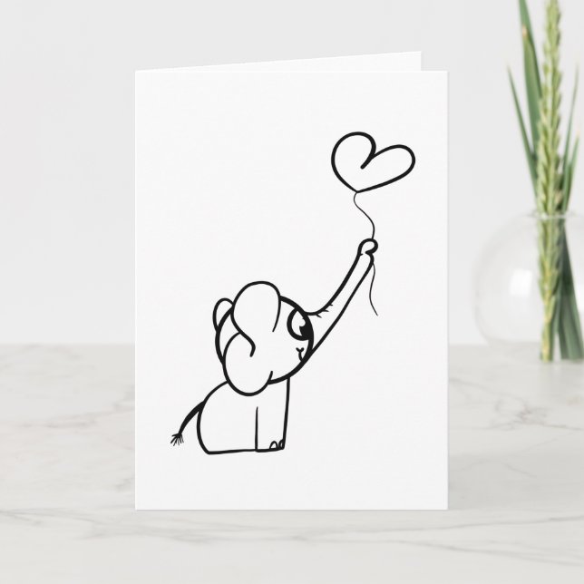 Elephant With Balloon Gift Idea Card (Front)