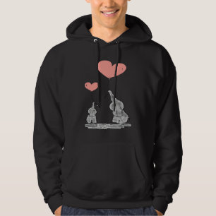 Elephant with Balloon Heart Unisex Hoodie