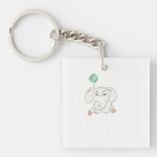 Elephant with Balloon Key Ring