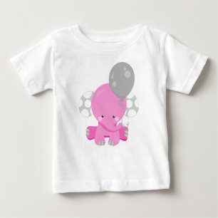 Elephant With Balloon, Pink Elephant, Cute Animal Baby T-Shirt