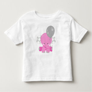 Elephant With Balloon, Pink Elephant, Cute Animal Toddler T-Shirt
