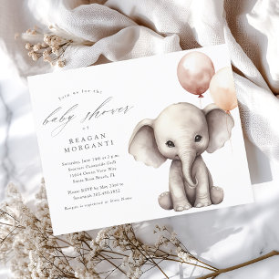 Elephant with Balloons Neutral Budget Baby Shower