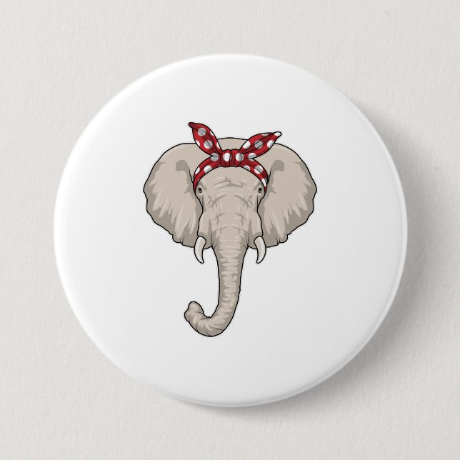 Elephant with Bandanna 7.5 Cm Round Badge (Front)