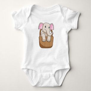 Elephant with Basket Baby Bodysuit