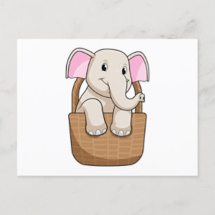 Elephant with Basket Postcard
