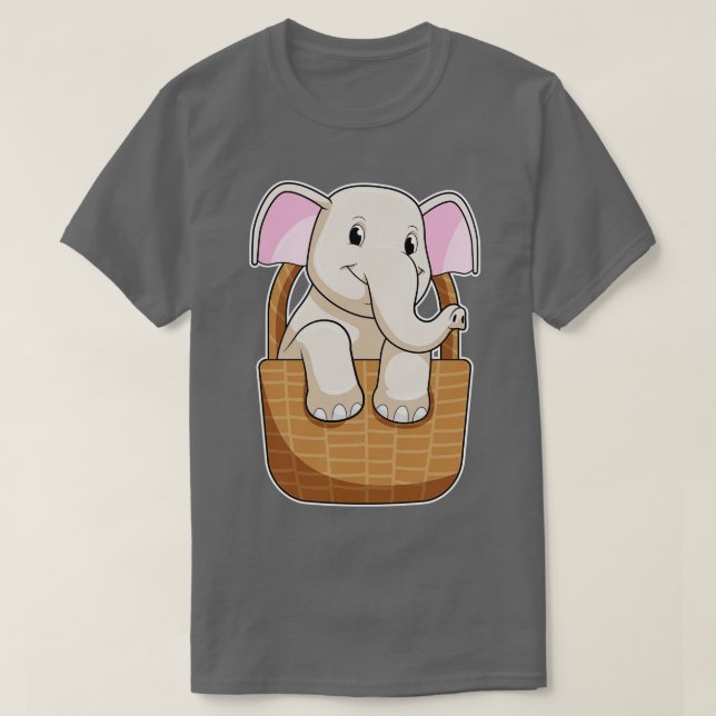 Elephant with Basket T-Shirt (Design Front)