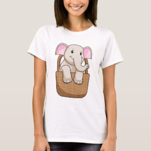 Elephant with Basket T-Shirt