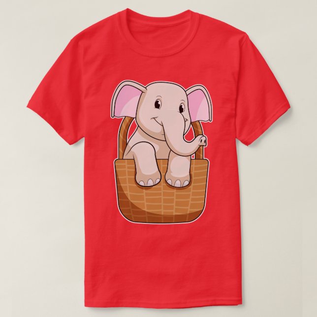 Elephant with Basket T-Shirt (Design Front)