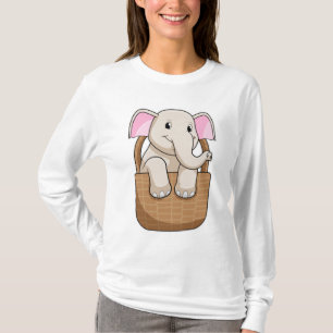 Elephant with Basket T-Shirt