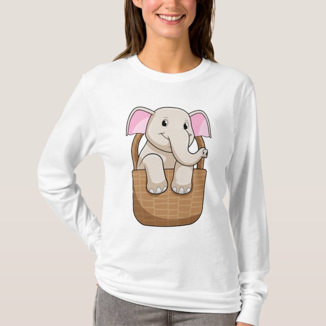 Elephant with Basket T-Shirt (Front)