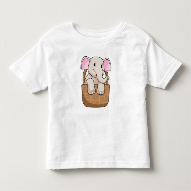 Elephant with Basket Toddler T-Shirt (Front)