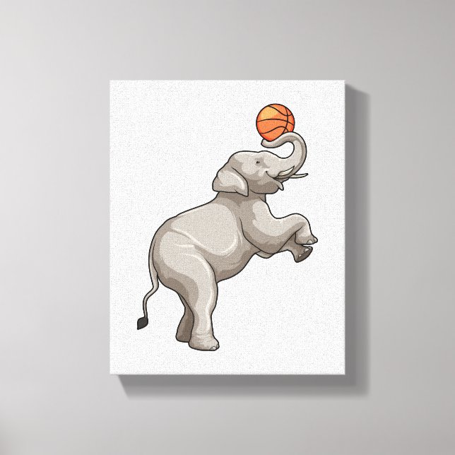 Elephant with Basketball Canvas Print (Front)