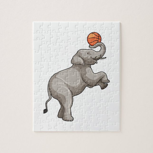 Elephant with Basketball Jigsaw Puzzle (Vertical)