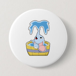 Elephant with Bathtub full of Water 7.5 Cm Round Badge
