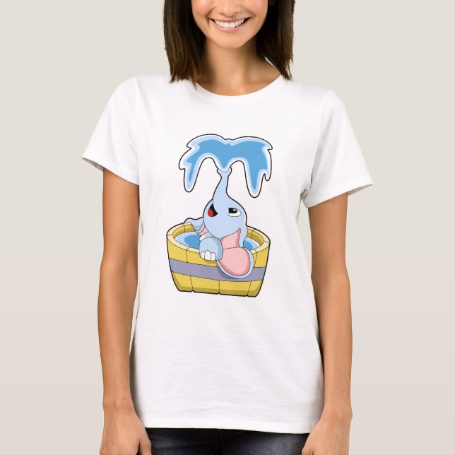 Elephant with Bathtub full of Water T-Shirt (Front)