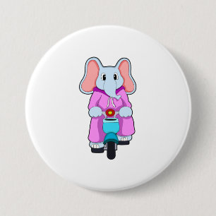 Elephant with Bicycle 7.5 Cm Round Badge