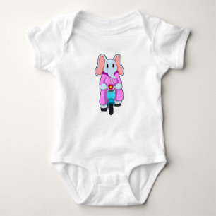 Elephant with Bicycle Baby Bodysuit