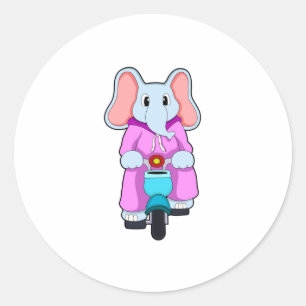 Elephant with Bicycle Classic Round Sticker