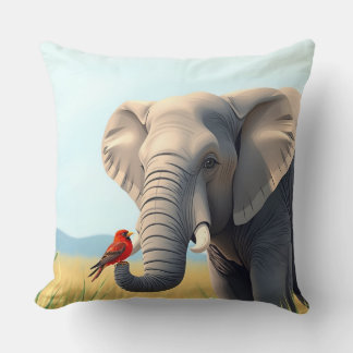 Elephant with bird cushion