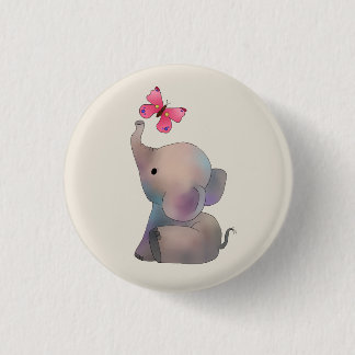 Elephant with butterfly 3 cm round badge