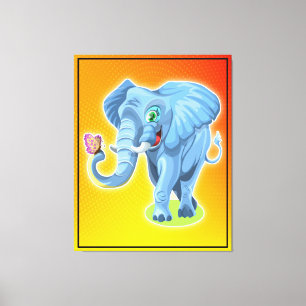 Elephant With Butterfly Canvas Print