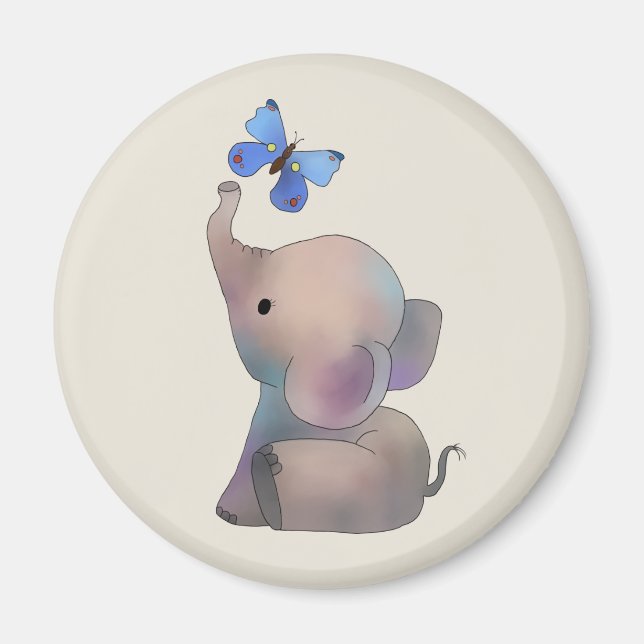 Elephant with butterfly magnet (Front)