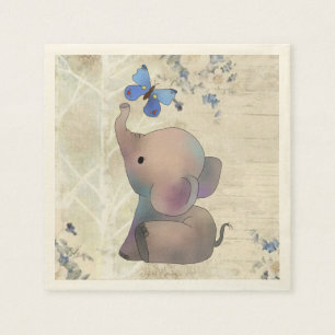 Elephant with butterfly napkin
