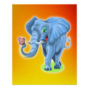 Elephant With Butterfly Photo Print