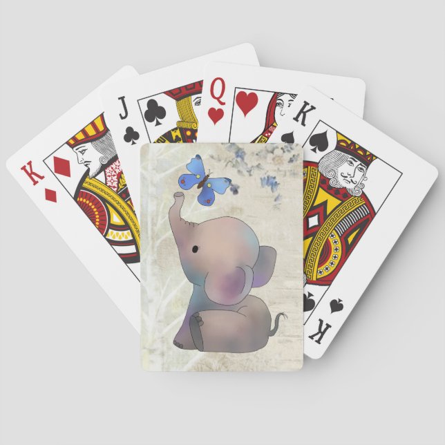 Elephant with butterfly playing cards (Back)